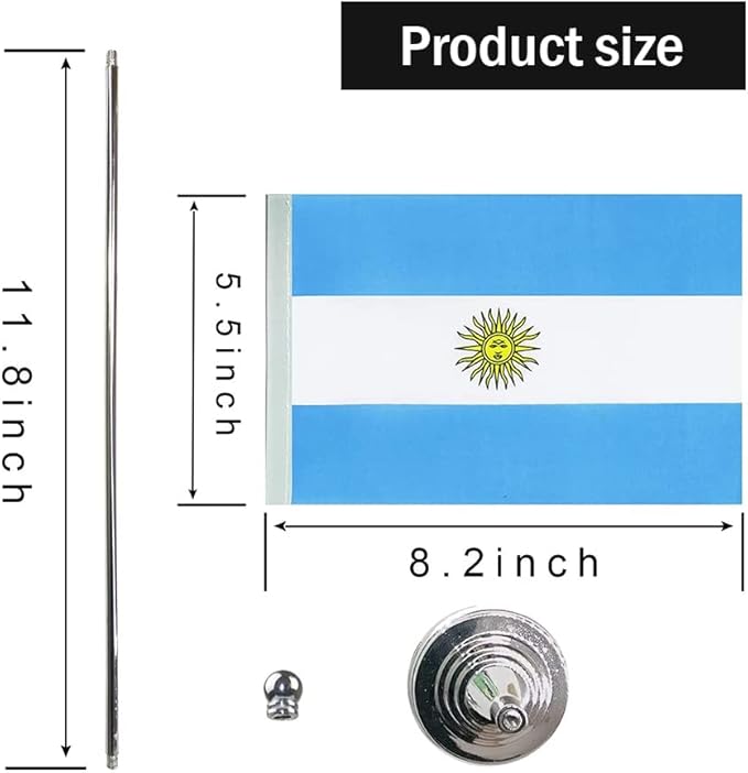 Argentina Flag Argentine Flags, Small Mini Argentine Desk Flag, Used for Table Office Classroom Home Patriotic Events Decorations