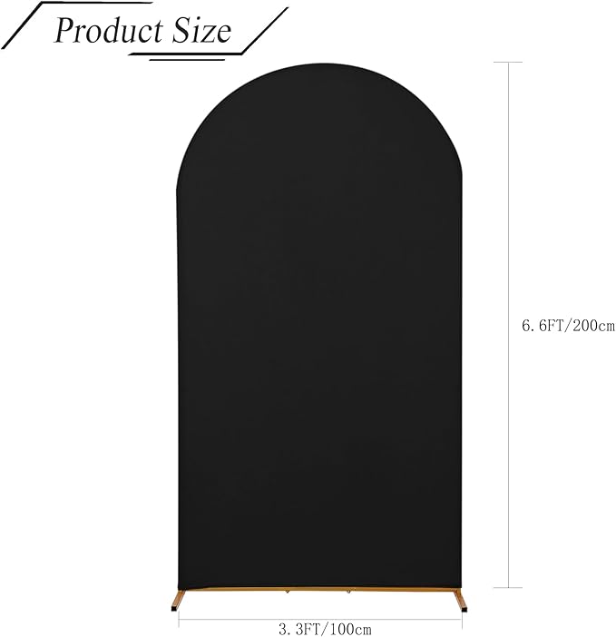 bricia Wedding Arch Backdrop Stand Cover, 6.6FT Double Sided Stretchy Arch Cover Fitted Wedding Birthday Party Banquet Decoration (Black 79.2''Lx39.6''W)