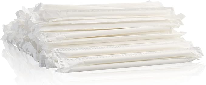 [400 Pack] Compostable Short Paper Straws Individually Wrapped, 5.75" x 0.24", Dye-free White - Great for Kids, Milk Cartons, Cocktail & Coffee