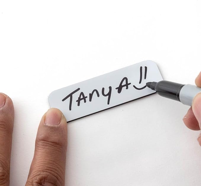 White Name Tag Blanks – 25 Pack, 1" x 3", Round Corners, Durable Plastic, DIY Engravable Badges with Magnetic Backing – All Quality Badges