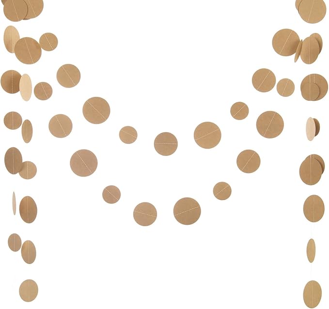 WEVEN Kraft Paper Garlands Circle String Decorations Party Streamers Backdrop, 20 Feet