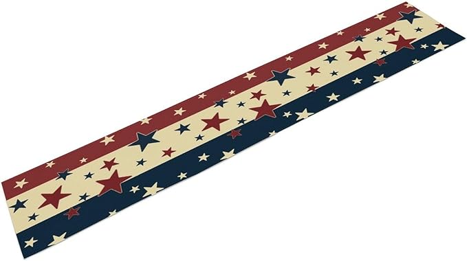 Memorial Day Table Runner, 4th of July American Patriotic Independence Day Stars Stripes Print Table Runne for Summer Holiday USA Home Decoration Party,13x70inch