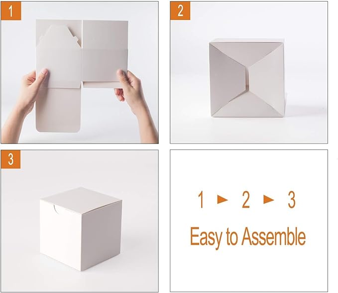 GEFTOL Gift Box 20 Pack 8 x 8 x 4 inches Fold Box Paper Gift Box Bridesmaids Proposal Box for Bridal Birthday Party Christmas（White）