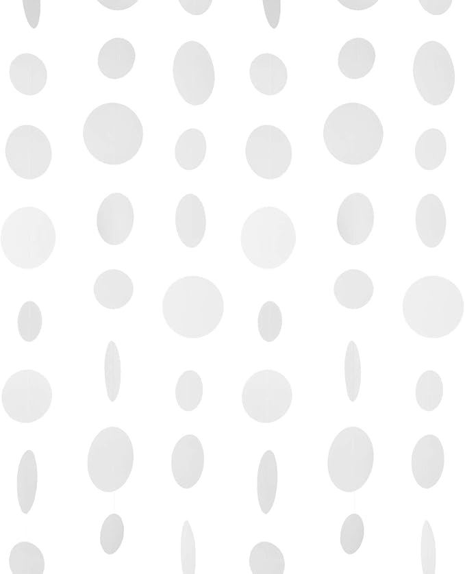 White Paper Garland Circle Dot Party Banner Wall Streamers Backdrop Ceiling Hanging Decorations, 20 Feet in Total