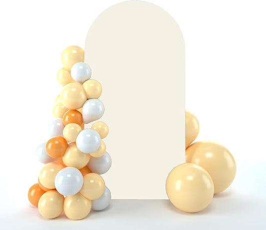 bricia Wedding Arch Backdrop Stand Cover, 7.2FT Double Sided Stretchy Arch Cover Fitted Wedding Birthday Party Banquet Decoration (Beige 86.4''Lx48''W)