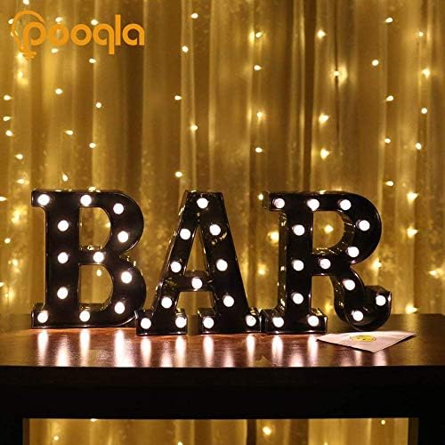 Decorative LED Illuminated Letter Marquee Sign - Alphabet Marquee Letters with Lights For Wedding Birthday Party Christmas Night Light Lamp Home Bar Decoration D, Black