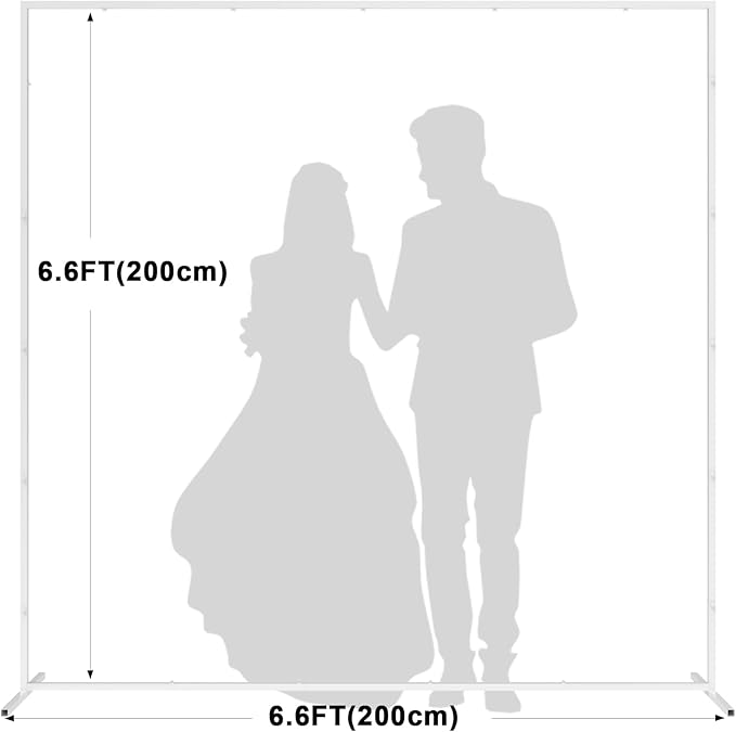 6.6FT x 6.6FT White Wedding Arches for Ceremony Rectangular Metal Balloon Arch Stand Kit Garden Floral Square Arch Frame Background for Anniversary Birthday Party Bridal Shower Decoration Home Decor