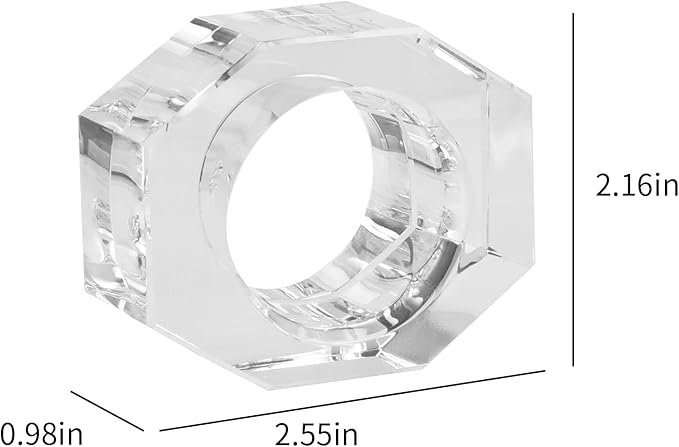 Crystal Napkin Rings, Elegant Table Decor Holders for Wedding, Christmas, Thanksgiving, Holiday Dining, 12 Pack