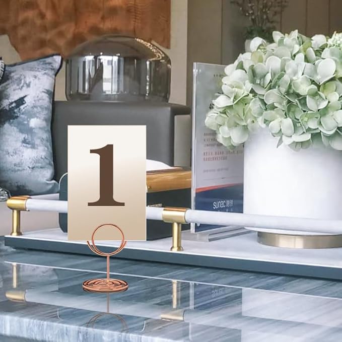 20Pcs Table Number Holders, Place Card Holder, Mini Table Card Holders, Cute Picture Holder Photo Holders for Wedding Reception Party, Table Centerpieces (Rose Gold)