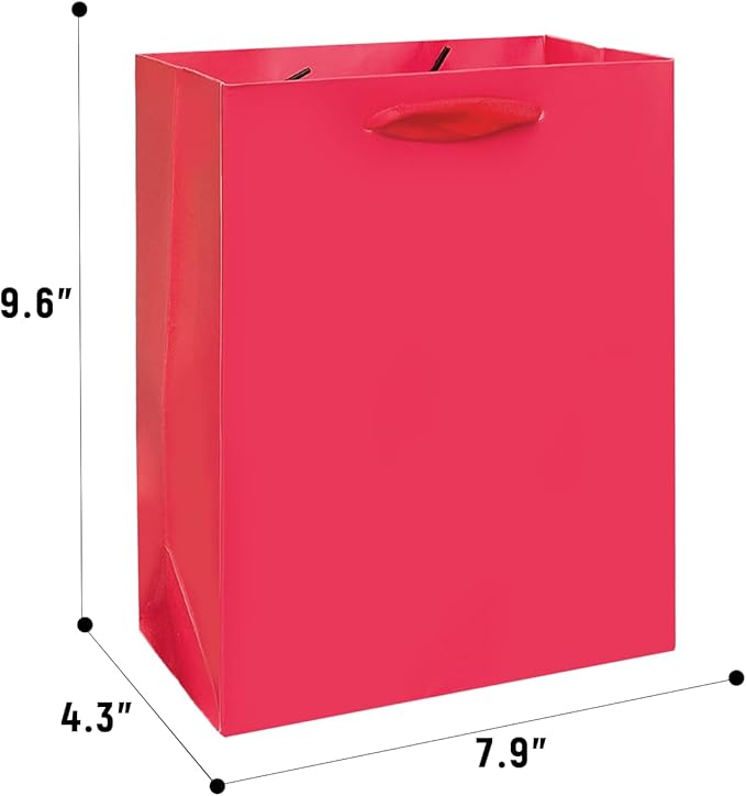 Gcardist Wine Red Gift Bags with Tissue Paper for Wedding, Birthday, Party Supplies-7.9"x4.3"x9.6" Medium Size Cardboard Gift Bags（16pcs Bags +32pcs Tissue Paper ）