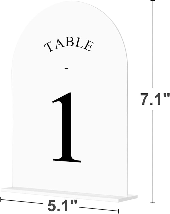 JOYIT Arch Wedding Table Numbers 1-40 with Stands – Double-Sided Printed 5" X 7" Acrylic Signs with White Background Black Text, Perfect Acrylic Table Numbers for Wedding Receptions, Parties, Anniversaries, and Events