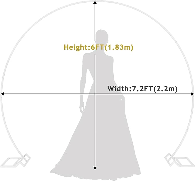 Asee'm 7.2FT White Wedding Arch Round Backdrop Stand Large Circle Metal Floral Balloon Frame for Party Anniversary Birthday Graduation Valentine Ceremony Decorations