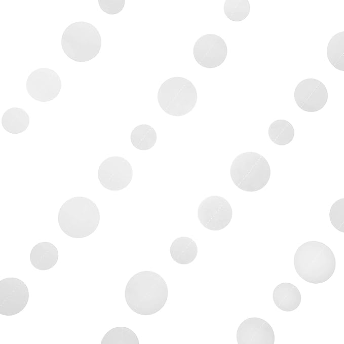 White Paper Garland Circle Dot Party Banner Wall Streamers Backdrop Ceiling Hanging Decorations, 20 Feet in Total