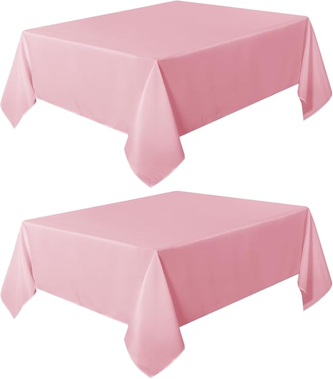 sancua 2 Pack Pink Tablecloth 60 x 102 Inch, Rectangle Table Cloth for 6 Feet Tables - Stain and Wrinkle Resistant Washable Polyester Table Cover for Dining Tables, Christmas Buffet Parties