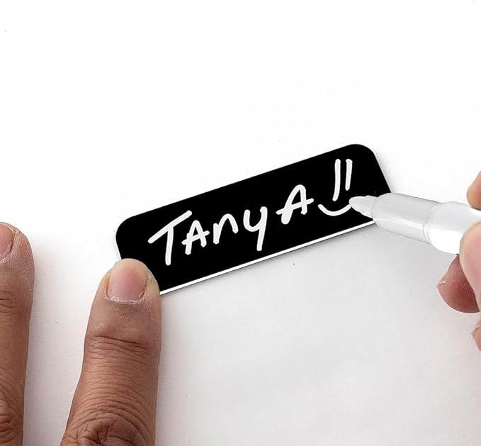 Name Tag/Badge Blanks - 10 Pack - Black 1" X 3", Round Corners, Magnetic Backing