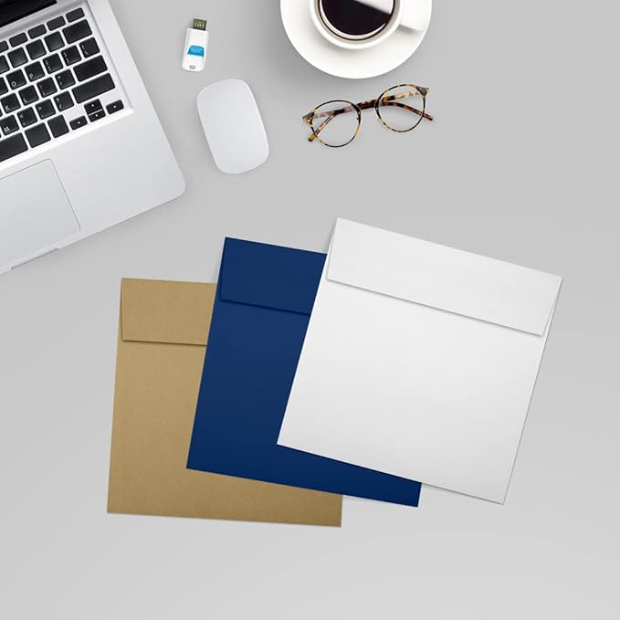 LUXPaper Square Invitation Envelopes | Peel & Press | 5 1/4" x 5 1/4" | Bright White | 70lb. Text | 50 Qty