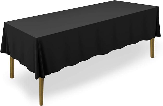 Lann's Linens - 10 Premium 60" x 126" Tablecloths for Wedding/Banquet/Restaurant - Rectangular Polyester Fabric Table Cloths - Black