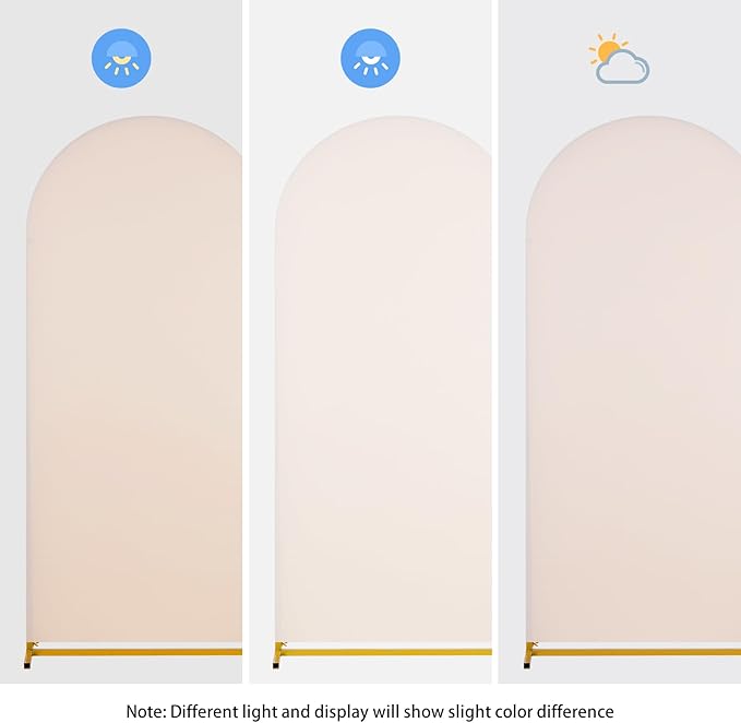 SoarDream Beige Wedding Arch Backdrop Cover 6.6FT Spandex Fitted Beige Wedding Arch Covers Round Top Chiara Arches Backdrop Cover Fabric for Birthday Balloon Party Decoration