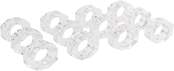 Crystal Napkin Rings, Elegant Table Decor Holders for Wedding, Christmas, Thanksgiving, Holiday Dining, 12 Pack