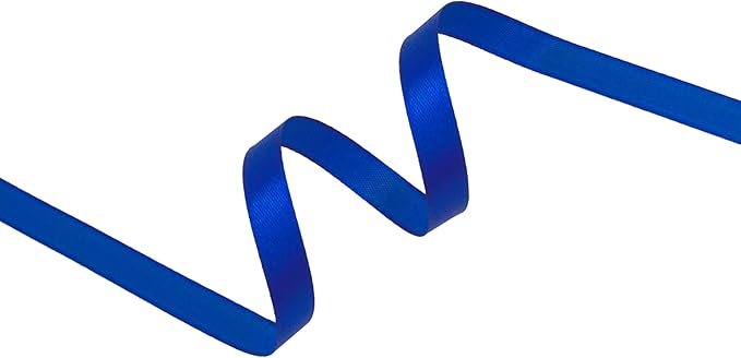 Dark Royal Blue Satin Ribbon 3/8 inch X Continuous 100 Yards, Single Face Polyester Ribbon Perfect for Gift Wrapping, Flower Bouquet, Wedding Decor, Crafts, Bow Making, Sewing and More