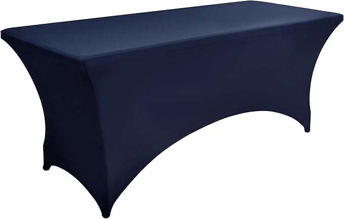 2-Pack 8ft Spandex Table Covers for Rectangle Folding Tables - Washable Elastic Tablecloth - Ultimate Fitted Table Protector for Birthday Parties, Trade Shows, Banquet