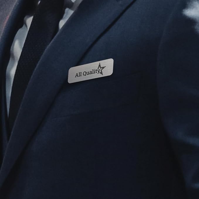 Blue Name Tag Blanks – 25 Pack, 1.5" x 3", Round Corners, Engravable Plastic Badges with Magnetic Backing – All Quality Badges