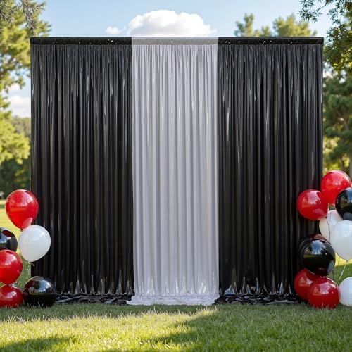 10x10 ft Wrinkle Free Black Sequin Backdrop Curtain for Parties,Thick Not Fall Glitter Wedding Drapes Backdrop,2 Panels 5x10ft Shimmer Photo Wall Back Drop Cloth for Birthday Photography Background