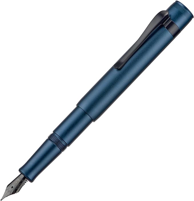 Hongdian M2 Black Forest Mini Fountain Pen, Fine Soft Nib & Sleek Shape Aluminium Short Pocket Travel Pen (Midnight Blue)