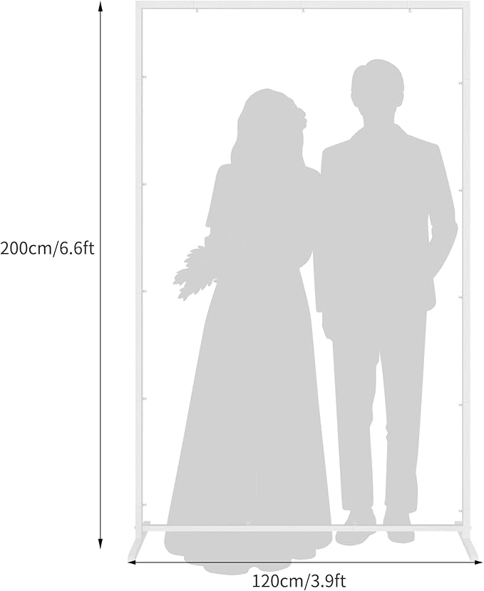 Wedding fashion arch background metal frame, (3.9, 5.2, 6.6 feet) suitable for background decoration frames such as weddings, birthdays, parties, baby showers, and photography (white, 3.9*6.6)