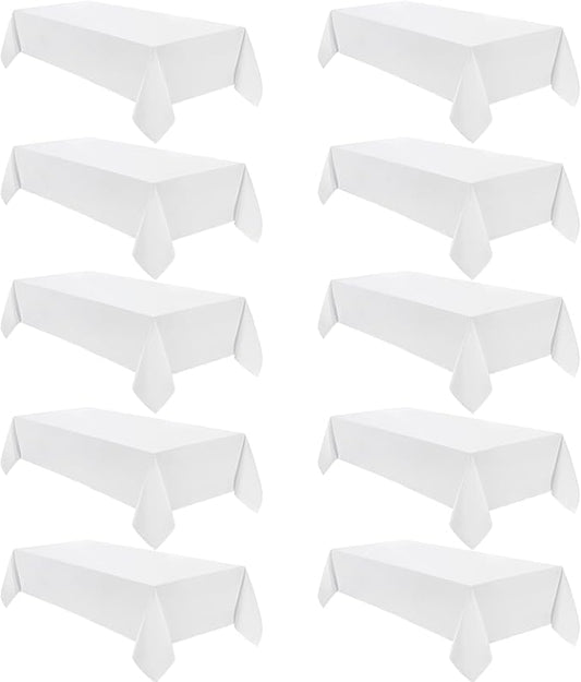 VidaFete Tablecloth 60 * 120inch 10pack Rectangle Table Cloth Polyester, Stain Wrinkle Resistant Dining Table Cover for Kitchen Dinning Party Wedding Rectangular Tabletop Buffet Decoration(White)