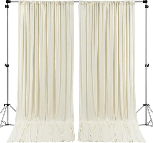 AK TRADING CO. 10 feet x 10 feet IFR Polyester Backdrop Drapes Curtains Panels with 4" Rod Pockets (Rod Not Included) - Wedding Ceremony Party Home Window Decorations - Ivory