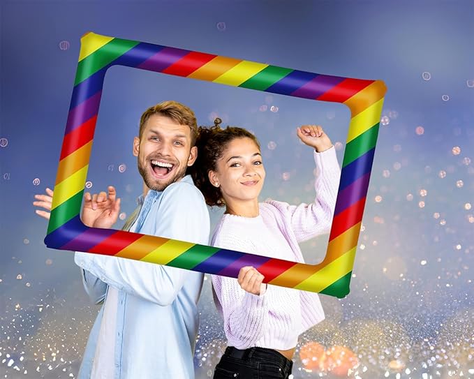 Merrimax - Inflatable Rainbow Picture Frames for Photo Booth - Fun Photo and Props for Pride Party, Birthday and Holiday Decorations Outdoor - Selfie Favors for Memories and Experiences