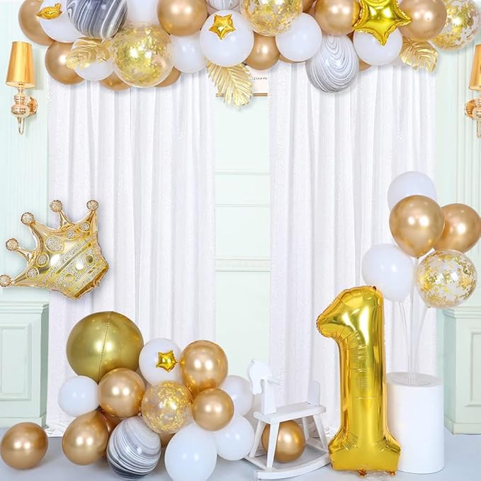 Poise3EHome 2Pcs 3Ft x 8Ft Sequin Backdrop Curtain, White Sequin Backdrop Curtain, Sequin Curtains for Party Wedding Sequence Backdrop
