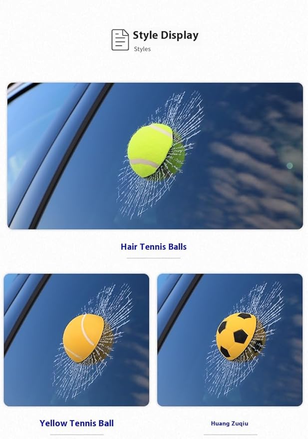 Car 3D elf Ball car Sticker, car Window Funny Creative Decorative Sticker(18cmx18cmx3cm) (Green Tennis)