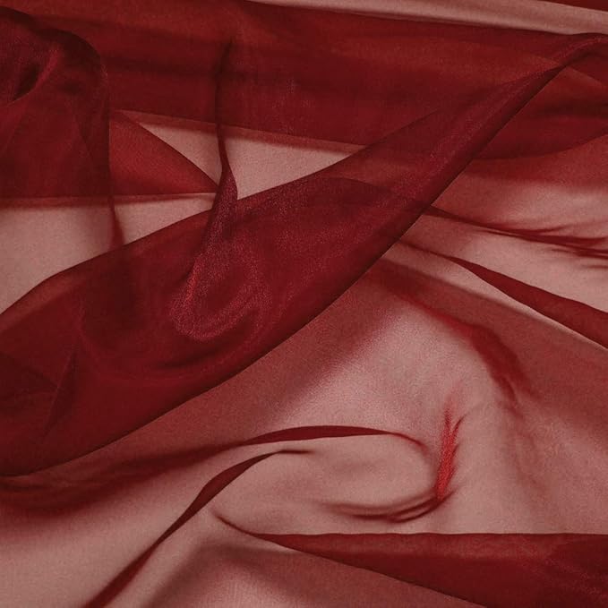 VDS Maroon Organza Fabric, 25 Yards Continuous, 45” Wide, Wedding Party Decoration Iridescent Crystal Sheer Shiny Organza Tulle Bridal Dress DIY Crafts Costume Sewing Backdrop Arch Cloth