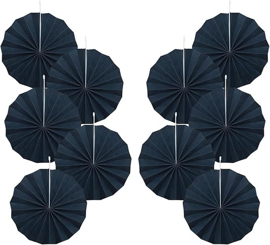 Black Party Decorations,Halloween Decor Events Accessories,Black Birthday Decorations,Anniversary Decorations for Party,Birthday Decorations for Men 8in Hanging Paper Fans 30 Color DIY Set(Black)
