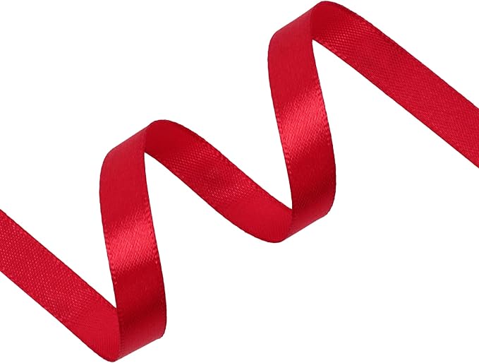 Red Satin Ribbon 3/8 inch X Continuous 100 Yards, Single Face Polyester Ribbon Perfect for Gift Wrapping, Flower Bouquet, Wedding Decor, Crafts, Bow Making, Sewing and More