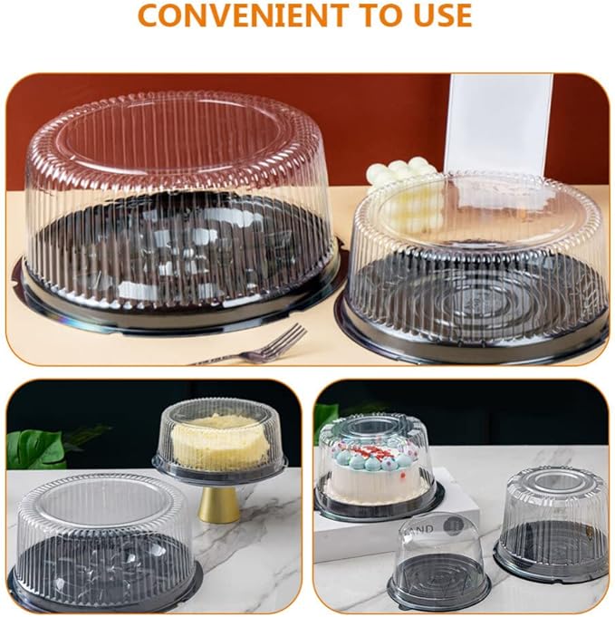 10-Pack Round Cake Stand & Dome - Clear Plastic Cupcake Stand, Cake Carrier & Box