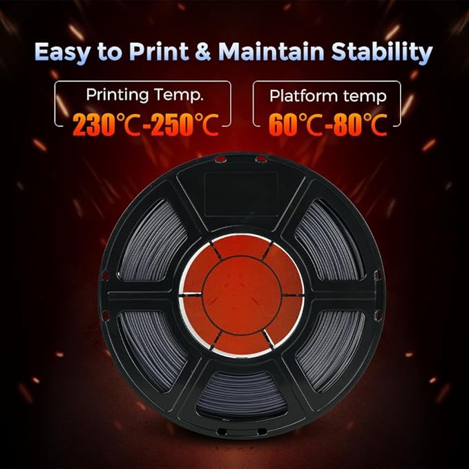 FLASHFORGE Carbon Fiber PETG Filament 1.75mm, Carbon Fiber PETG 3D Printer Filament, 1KG Spool Dimensional Accuracy +/- 0.02mm, Lightweight & Heat-Resistant & Moisture Free (Volcanic Rock Gray)