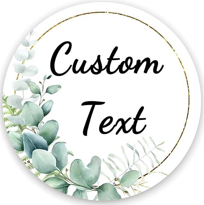 Custom Stickers for Weddings, Birthdays & Businesses - Personalized Labels with Your Logo - Waterproof, Fade and Heat Resistant - Pack of 100-1000 (Wreath C, 2.5 Inch)
