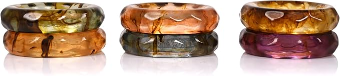 Spring Pastel Epoxy Napkin Rings - Set of 12 Multi-Color Epoxy Resin Napkin Holders for Modern Tabletop Decor, Perfect for Weddings, Parties, Special Events & Everyday Dining - ALPHA Living HOME