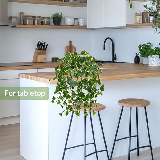 Hollyone Fake Hanging Plants with Pots, Artificial Potted Ivy Vine Faux Ivy Leaves Hanging Greenery Plants for for Home Ceiling Bedroom Living Room Garden Front Porch Table Shelf Wall Decoration