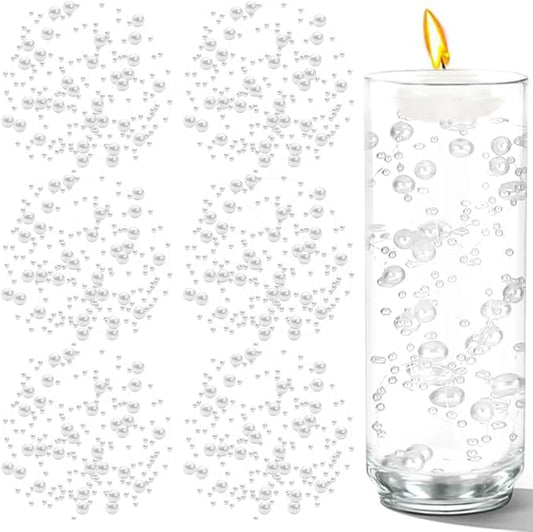 100 PCS Artificial Floating Beads for Centerpieces Vases, White 8+3mm String Beads for Wedding Party Faux Pearl String for Decorating, String Pearls for Crafts Vase Filler