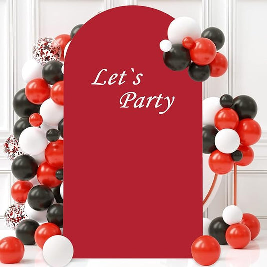 Red Arch Cover 6FT Spandex Wedding Arch Stand Covers Burgundy Arched Backdrop Cover Arch Covers Stretchy Backdrop for Wall Panels Chiara Back Drop Cover Baby Shower Balloon Party Decorations