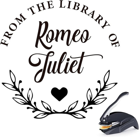 Book Embosser Personalized - Custom Library Embosser Stamp Gifts for Book Lovers, Readers, Teachers (Floral-06)