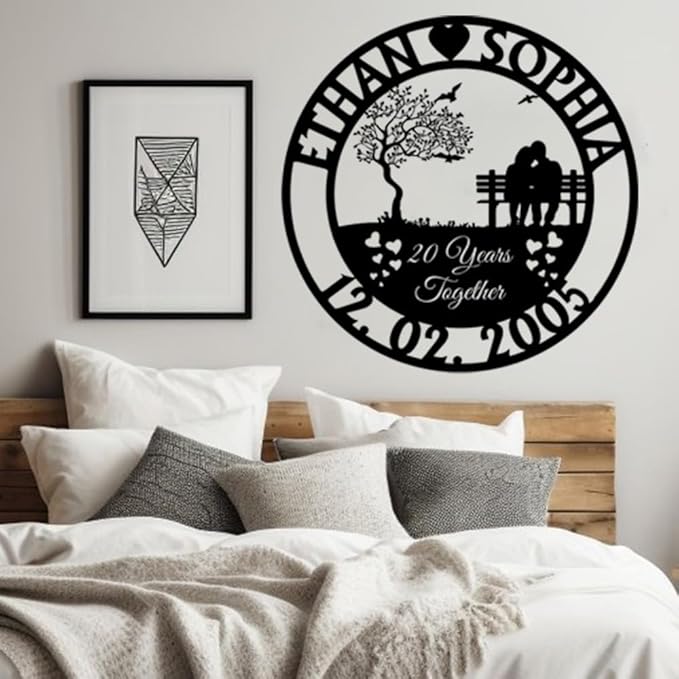 NAZENTI Personalized Metal Sign Wedding Gift, Wedding Gift, Family Name Sign, Outdoor Name, Anniversary, Home Décor