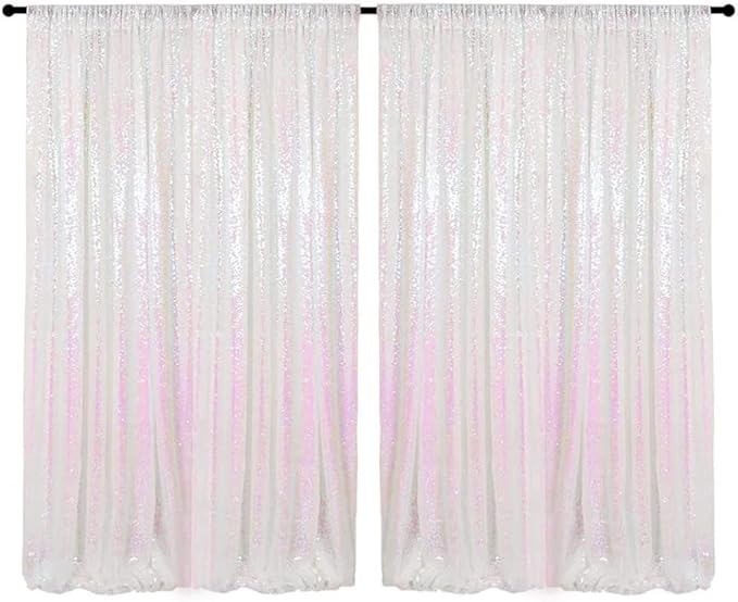 4FTx8FT Iridescent Sequin Backdrop Curtains 2 Panels Sparkly Background Drapes for Parties Baby Shower Decorations