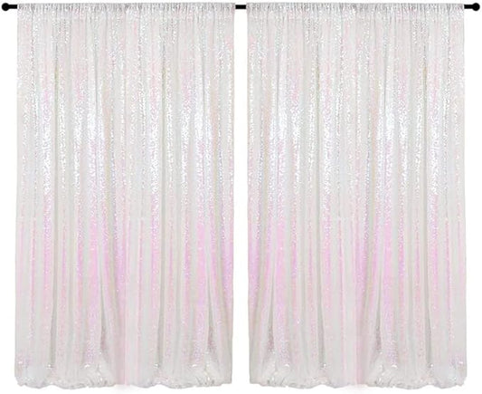 4FTx8FT Iridescent Sequin Backdrop Curtains 2 Panels Sparkly Background Drapes for Parties Baby Shower Decorations