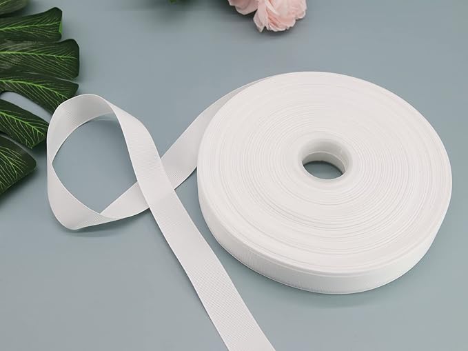 Jesep One Roll 100 Yards 1" Soild Grosgrain Ribbon Boutique Gift Wrapping Package Ribbon, DIY Crafts Bow Hair Headband Accessories Assorted Ribbon#29(1" 25mm, White)