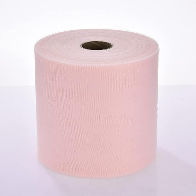 Tulle Fabric Roll, 6” by 200 Yards (600FT) Tulle Organza Fabric Spool for DIY Tutu Skirt Baby Shower Decor Wedding Backdrop Crafts Birthday Party Supplies(Aqua Pink)